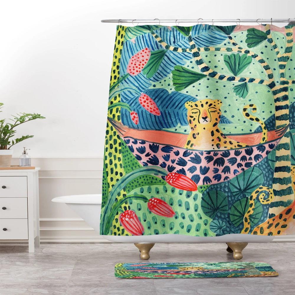 Tropical Cheetah Shower Curtain – Waterproof Fabric Bath Curtain