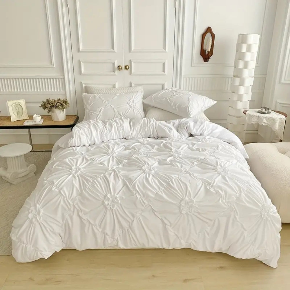 Ruffle Flower Duvet Cover Set – Soft Textured Floral Bedding