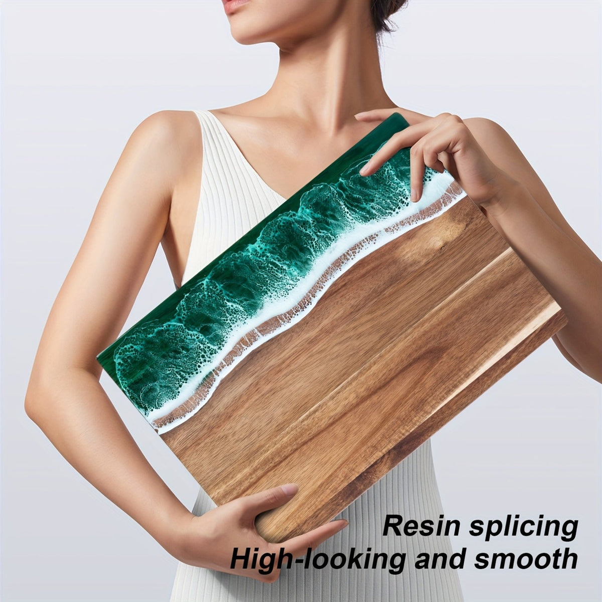 Wave Resin Acacia Serving Board – Ocean-Inspired Cheese & Charcuterie Board