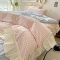 Gingham Check Ruffled Duvet Cover Set – Cottage-Style Bedding
