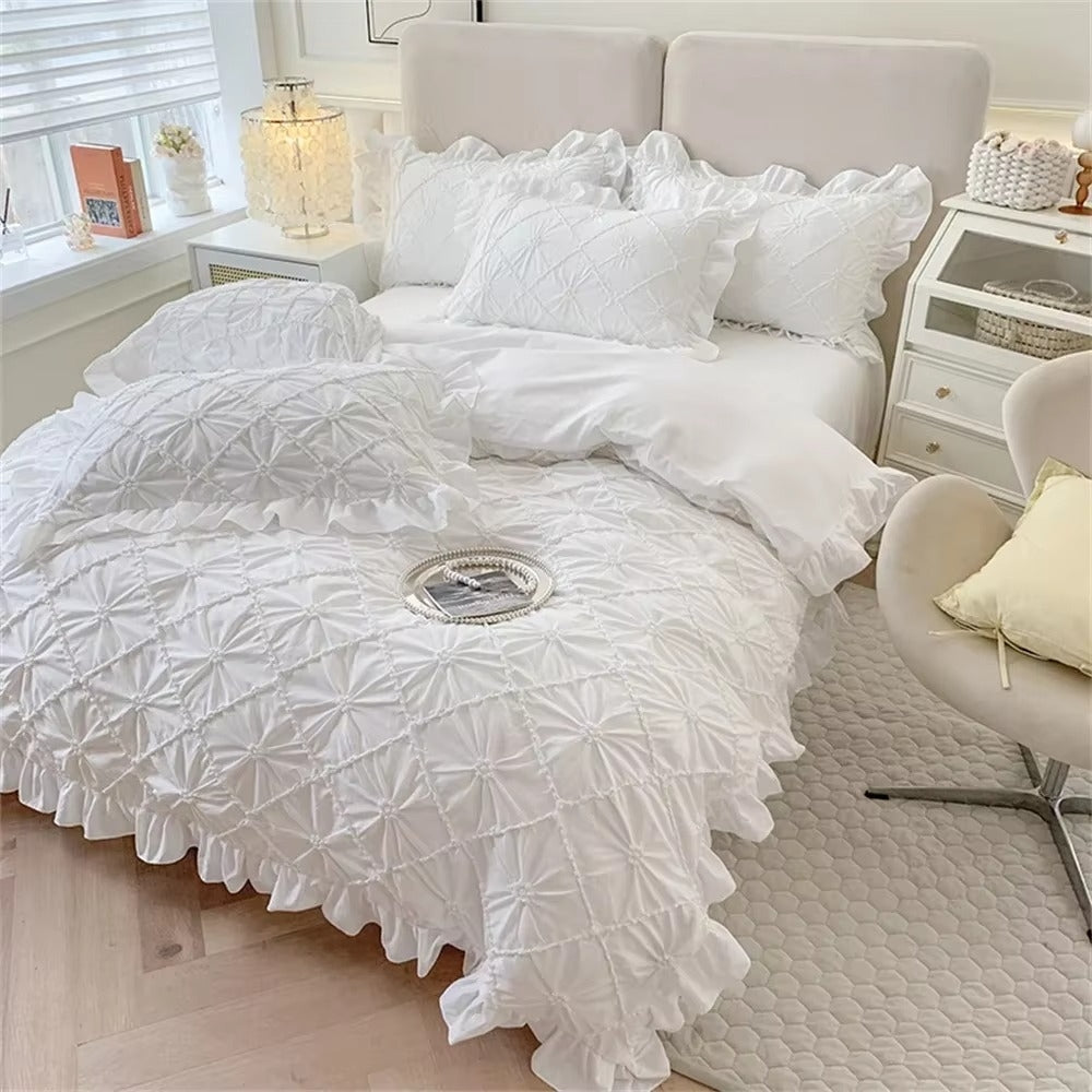 Belle Cotton Plush Ruffle Bedding Set (4 Pcs) – Soft Cosy Bedding