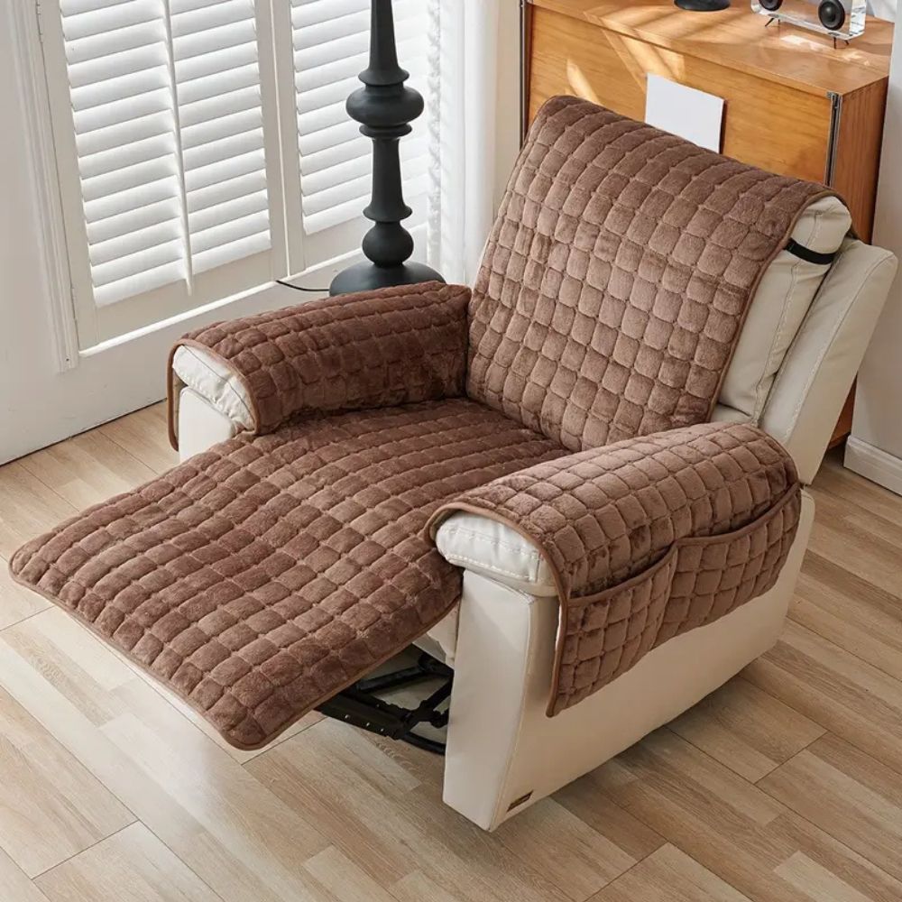 Snug Grid Recliner Cover – Stretch Non-Slip Textured Chair Slipcover
