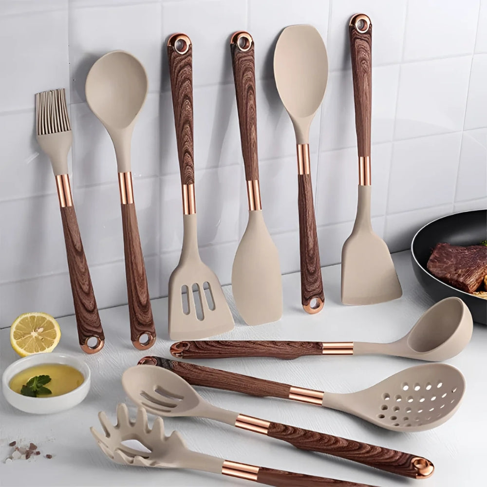Luxe Silicone Cooking Utensils – 10-Piece Non-Stick Kitchen Tool Set
