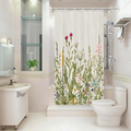 Pastoral Plants Waterproof Shower Curtain – Botanical Fabric Bath Curtain