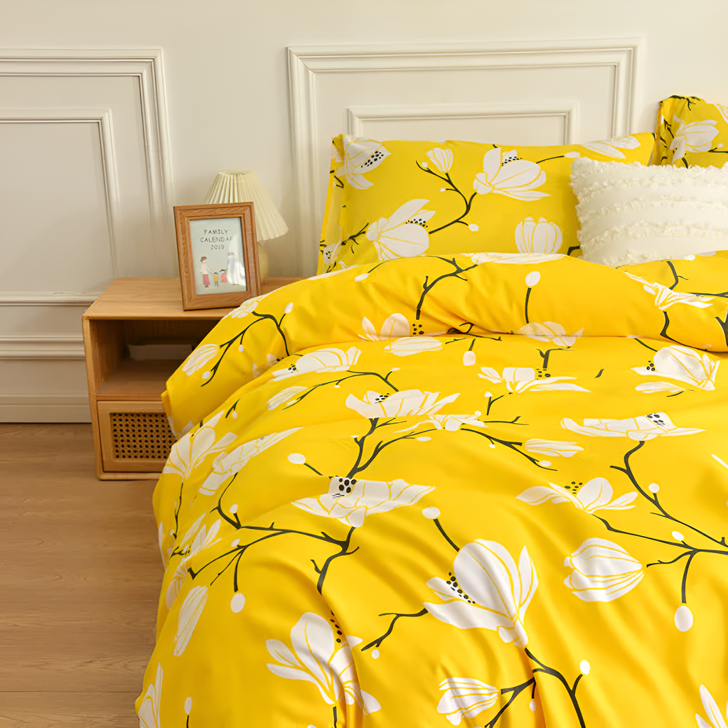 Yellow Blossom Duvet Cover Set (3 Pcs) – Floral Soft Bedding