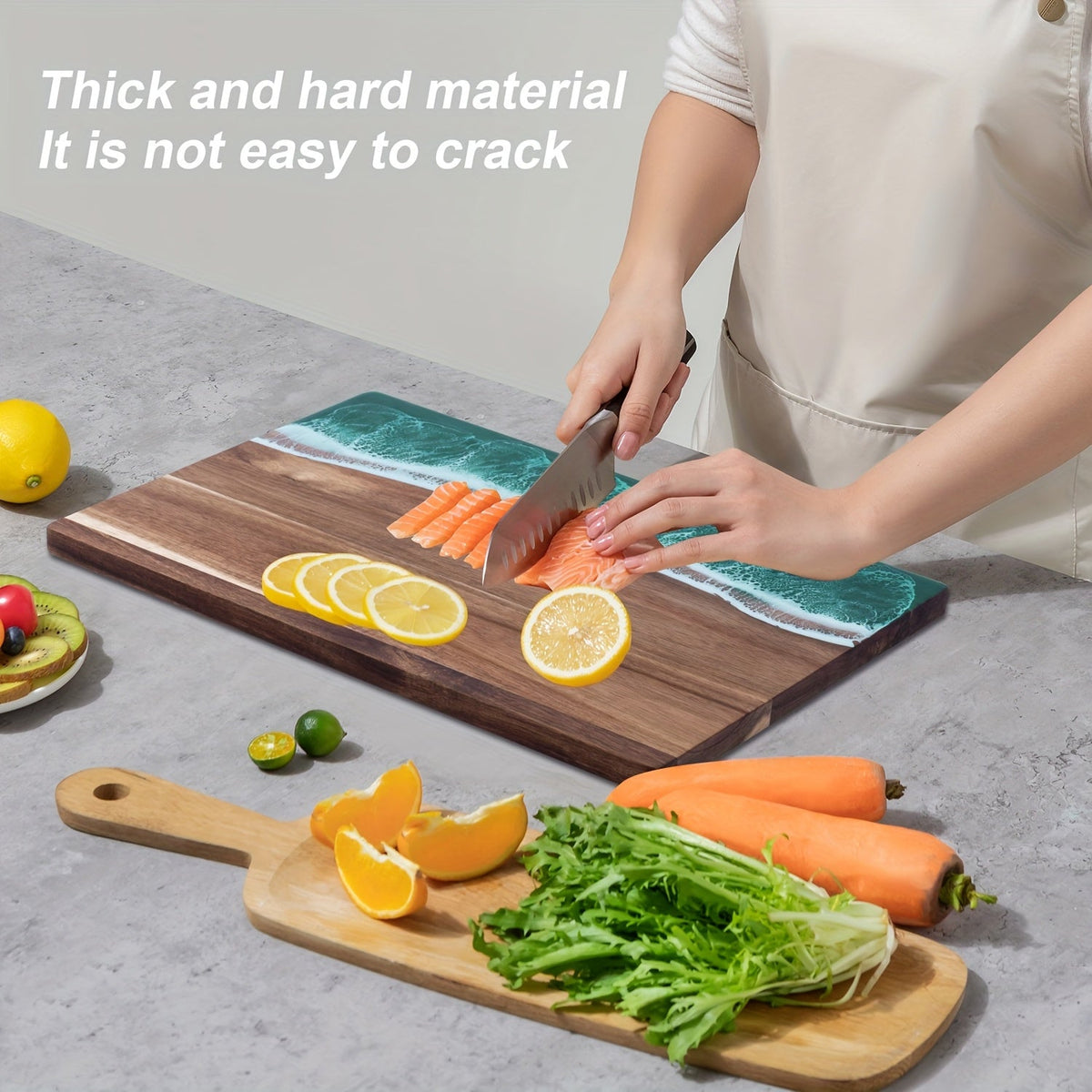 Wave Resin Acacia Serving Board – Ocean-Inspired Cheese & Charcuterie Board