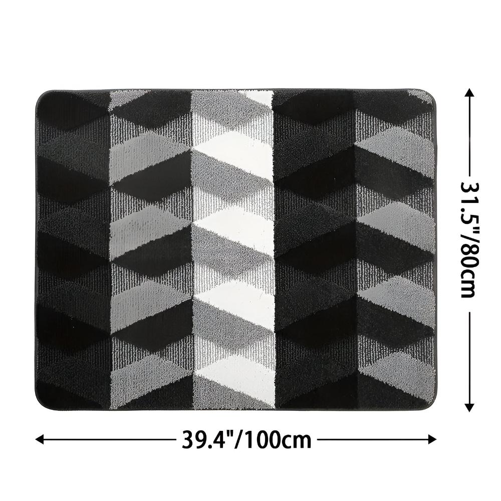 Soft Microfibre Geometric Rug – Non-Slip Absorbent Entryway Mat