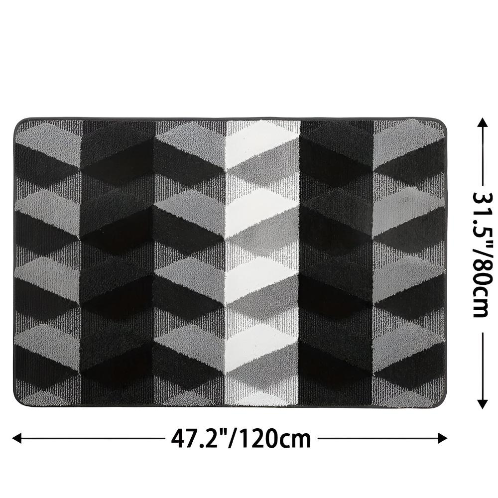 Soft Microfibre Geometric Rug – Non-Slip Absorbent Entryway Mat