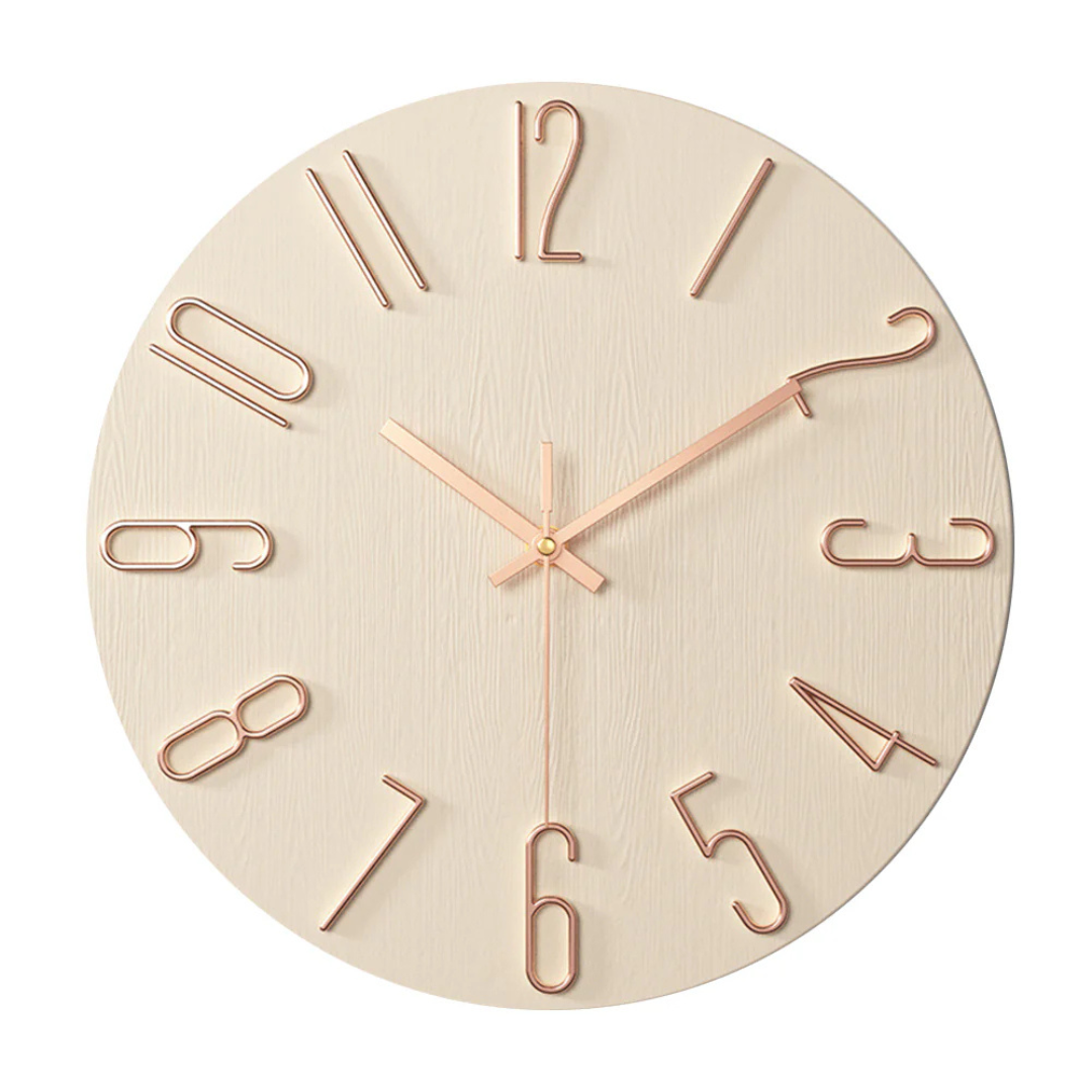 Elegant Modern Wall Clock – Minimalist Gold-Accent Silent Clock