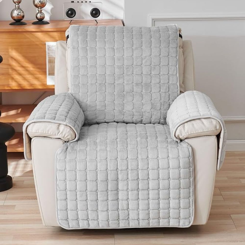 Snug Grid Recliner Cover – Stretch Non-Slip Textured Chair Slipcover