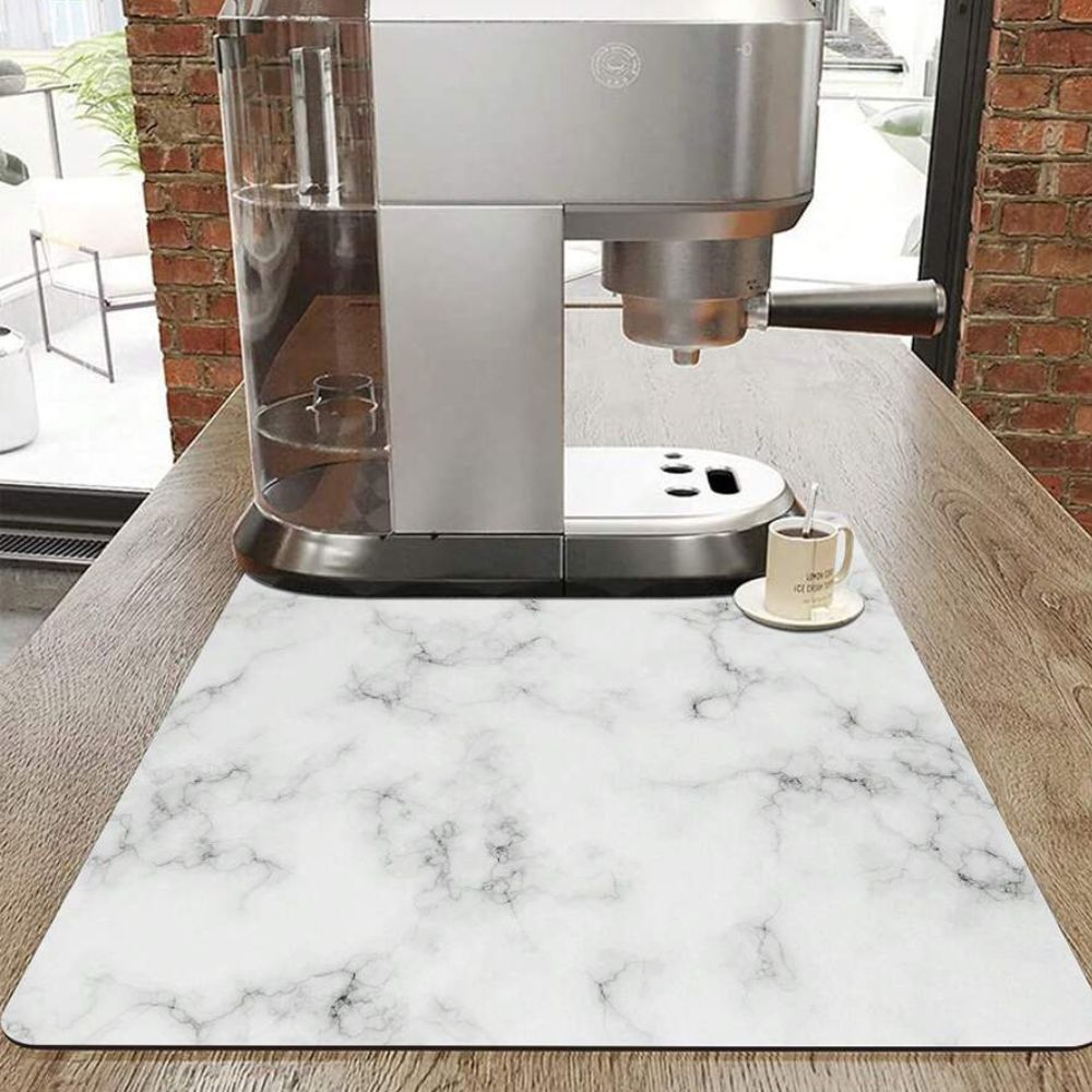 Marble Print Dish Drying Mat – Absorbent Quick-Dry Countertop Mat