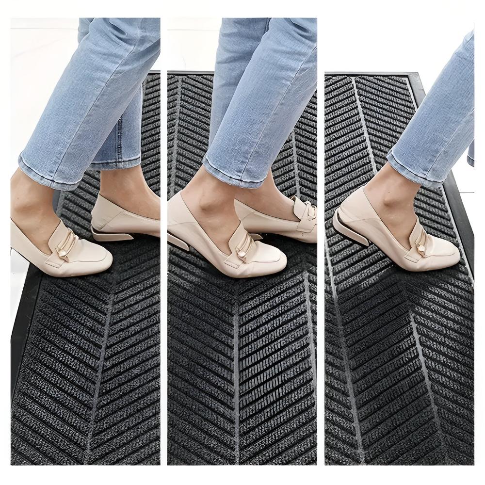 Chevron Ridges Non-Slip Door Mat – Absorbent Scraping Entryway Mat