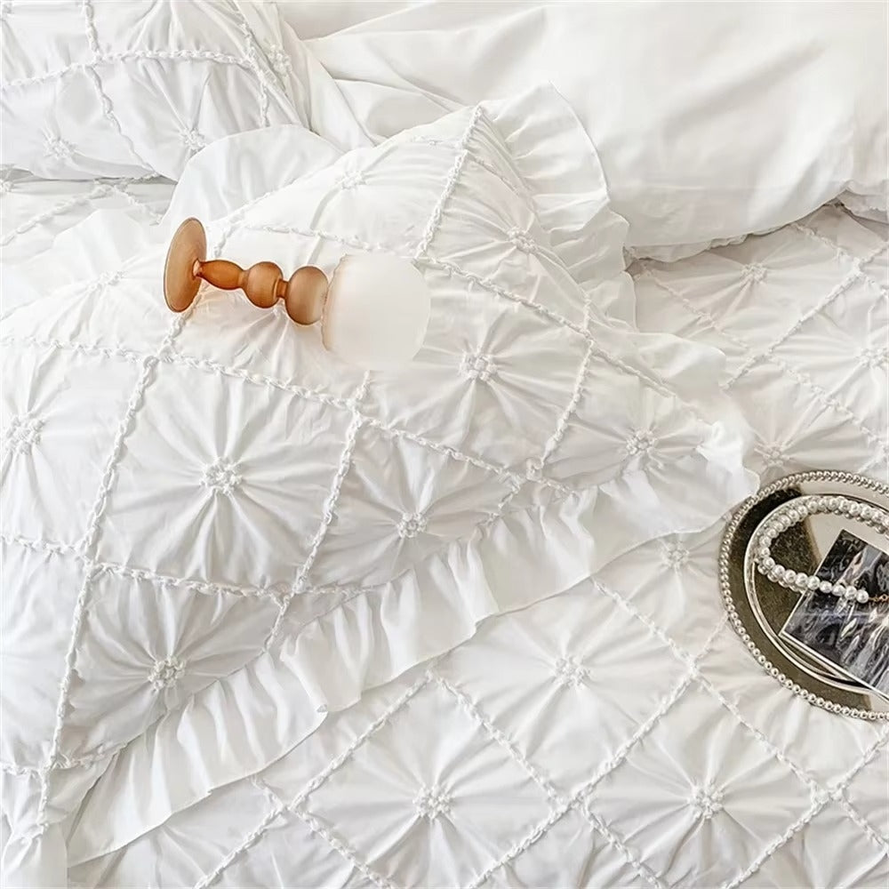 Belle Cotton Plush Ruffle Bedding Set (4 Pcs) – Soft Cosy Bedding