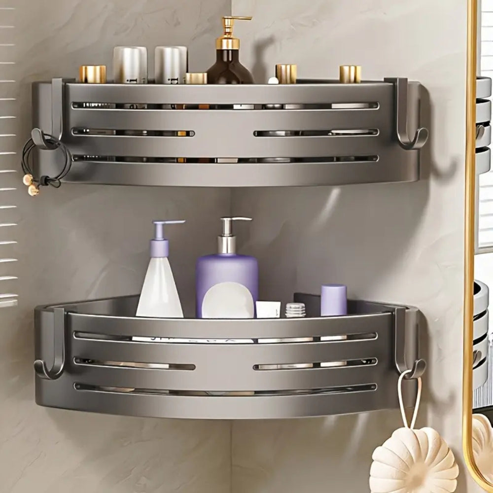 Aluminium Corner Shower Caddy Rack – Rustproof Bathroom Organizer