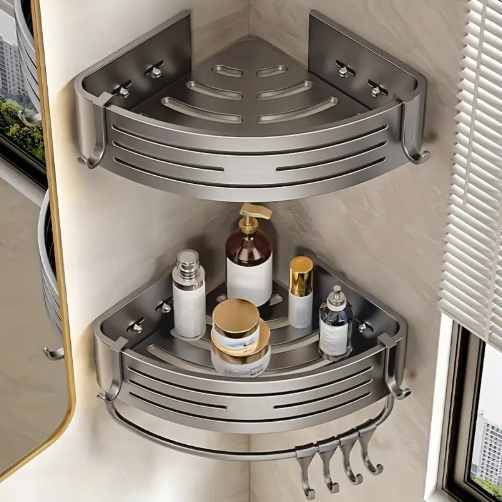 Aluminium Corner Shower Caddy Rack – Rustproof Bathroom Organizer