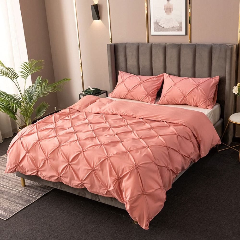 Amore Luxury Pinch Pleat Duvet Cover Set – Elegant Textured Bedding
