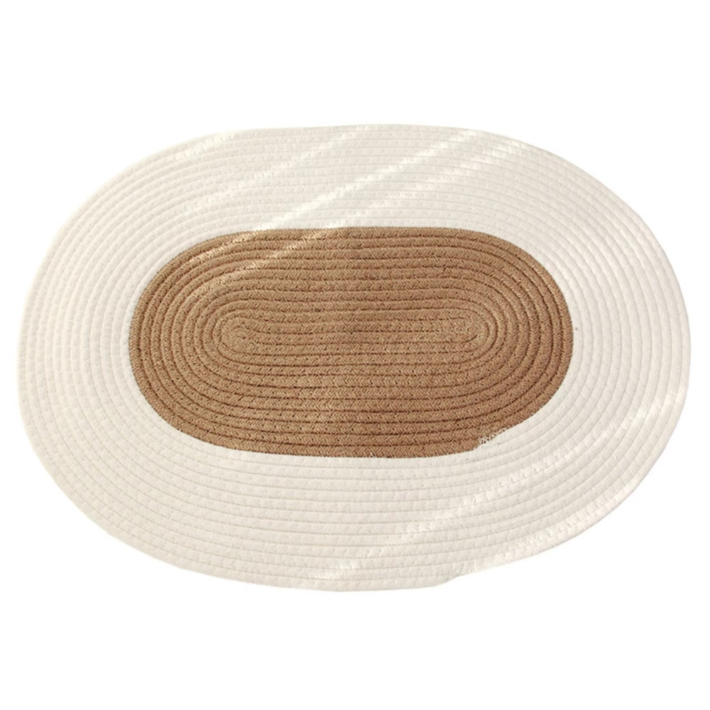 Boho Braided Hemp Oval Rug – Natural Non-Slip Entryway Mat