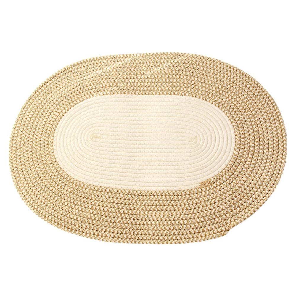 Boho Braided Hemp Oval Rug – Natural Non-Slip Entryway Mat