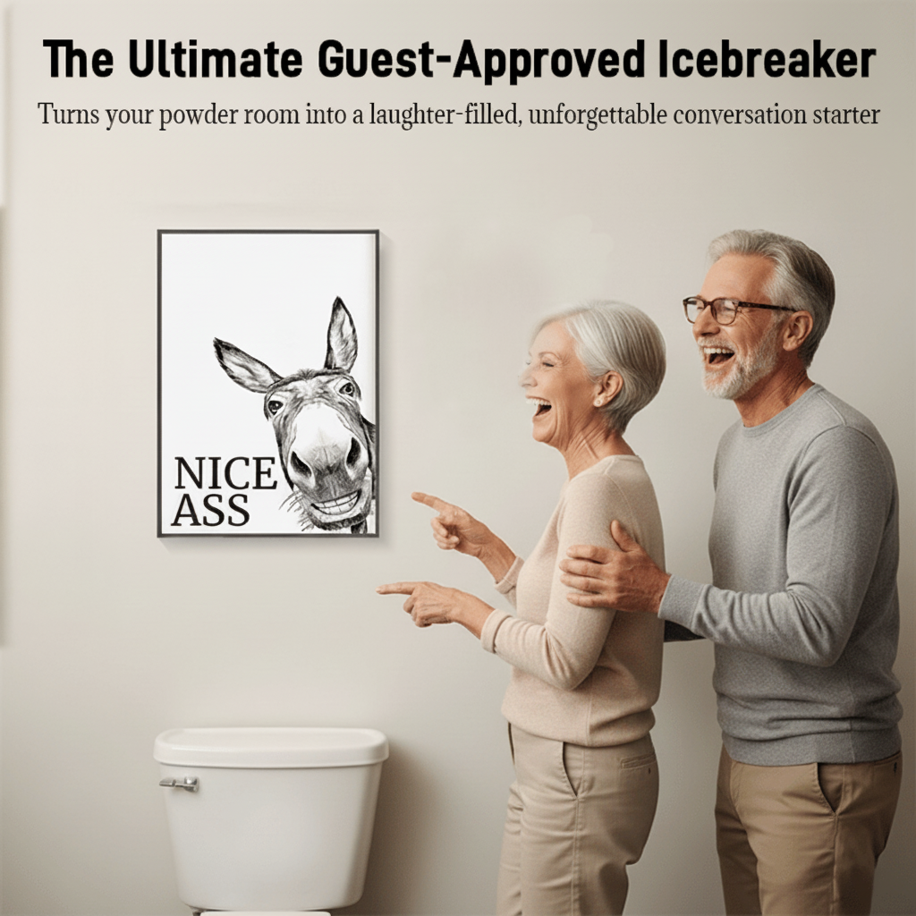 Funny Bathroom Canvas Wall Art – Rustic Farmhouse Humour Print