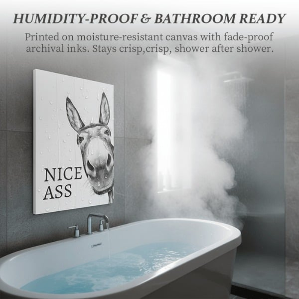 Funny Bathroom Canvas Wall Art – Rustic Farmhouse Humour Print