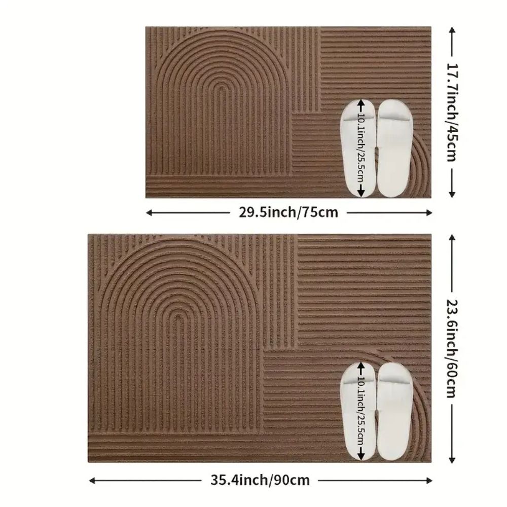 Curved Thread Line Door Mat – Textured Absorbent Non-Slip Entry Mat