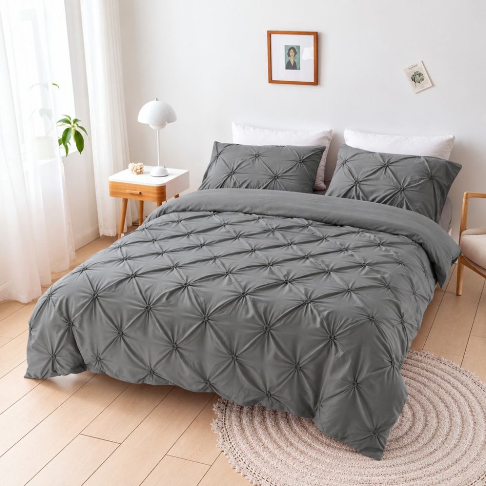 Amore Luxury Pinch Pleat Duvet Cover Set – Elegant Textured Bedding