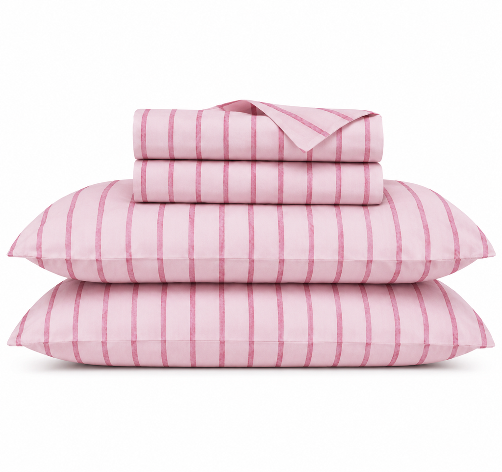 Stella Bettwäsche Gestreift 150x200cm – Rosa-weiße Streifen für Mädchenzimmer