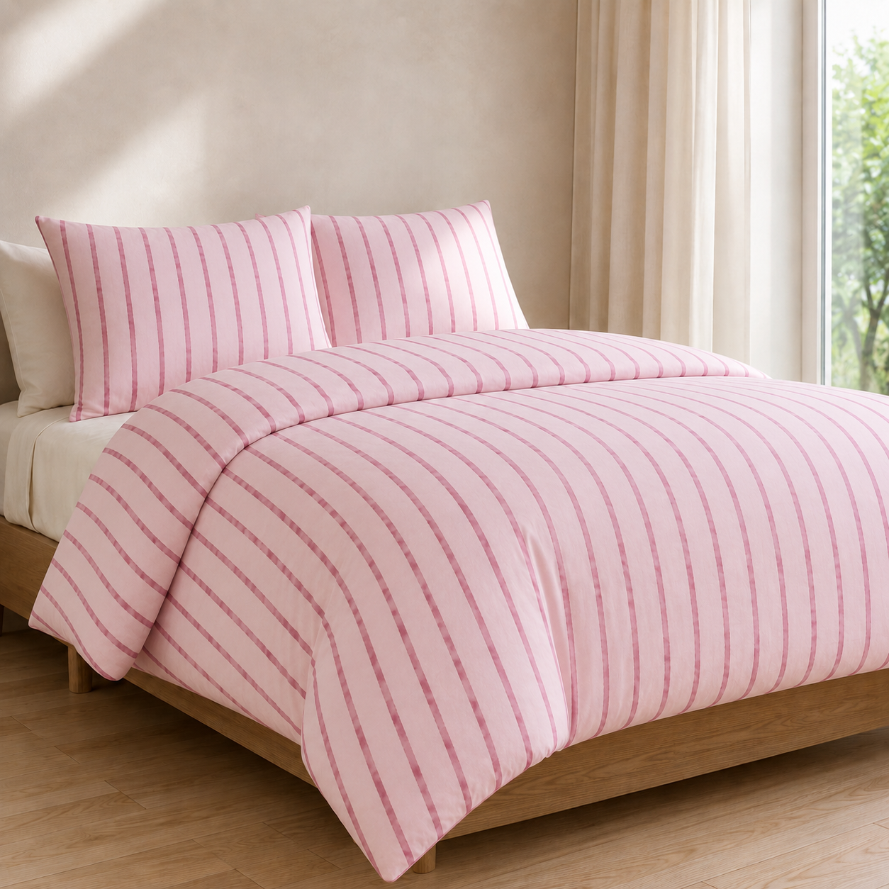 Stella Bettwäsche Gestreift 150x200cm – Rosa-weiße Streifen für Mädchenzimmer