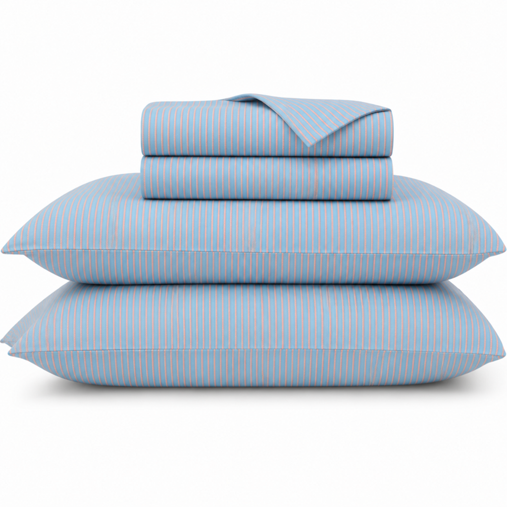 Marin Bettwäsche Gestreift 220x240cm – Türkise Streifen aus 100% Baumwolle