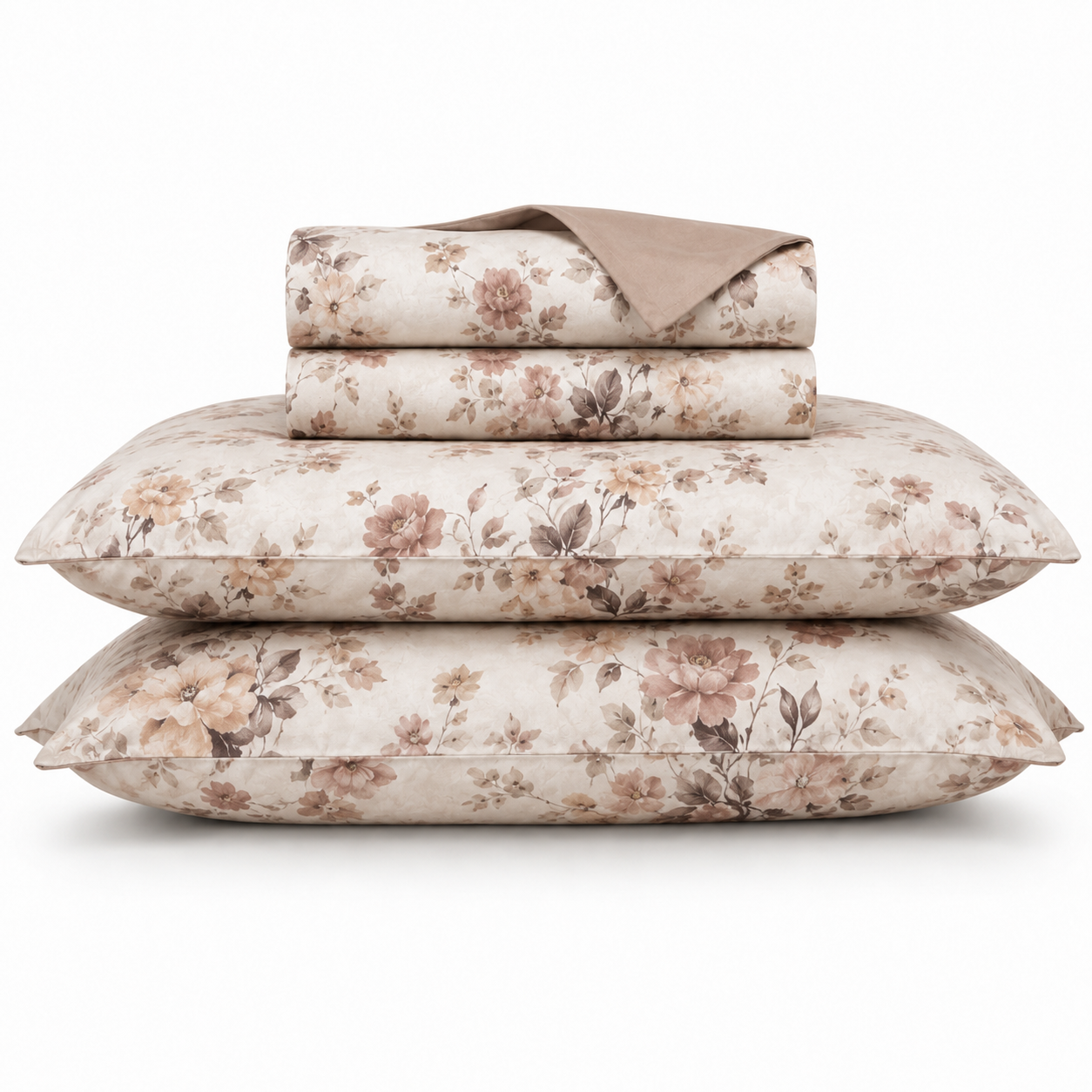 Vivienne Bettwäsche Aquarell-Blumen – Creme ägyptische Baumwolle