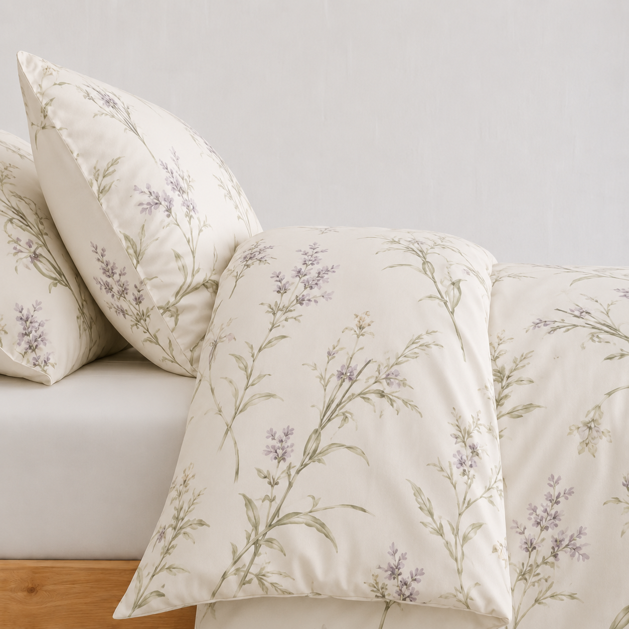 Lavinia Bettwäsche Lavendel-Aquarell – Creme ägyptische Baumwolle