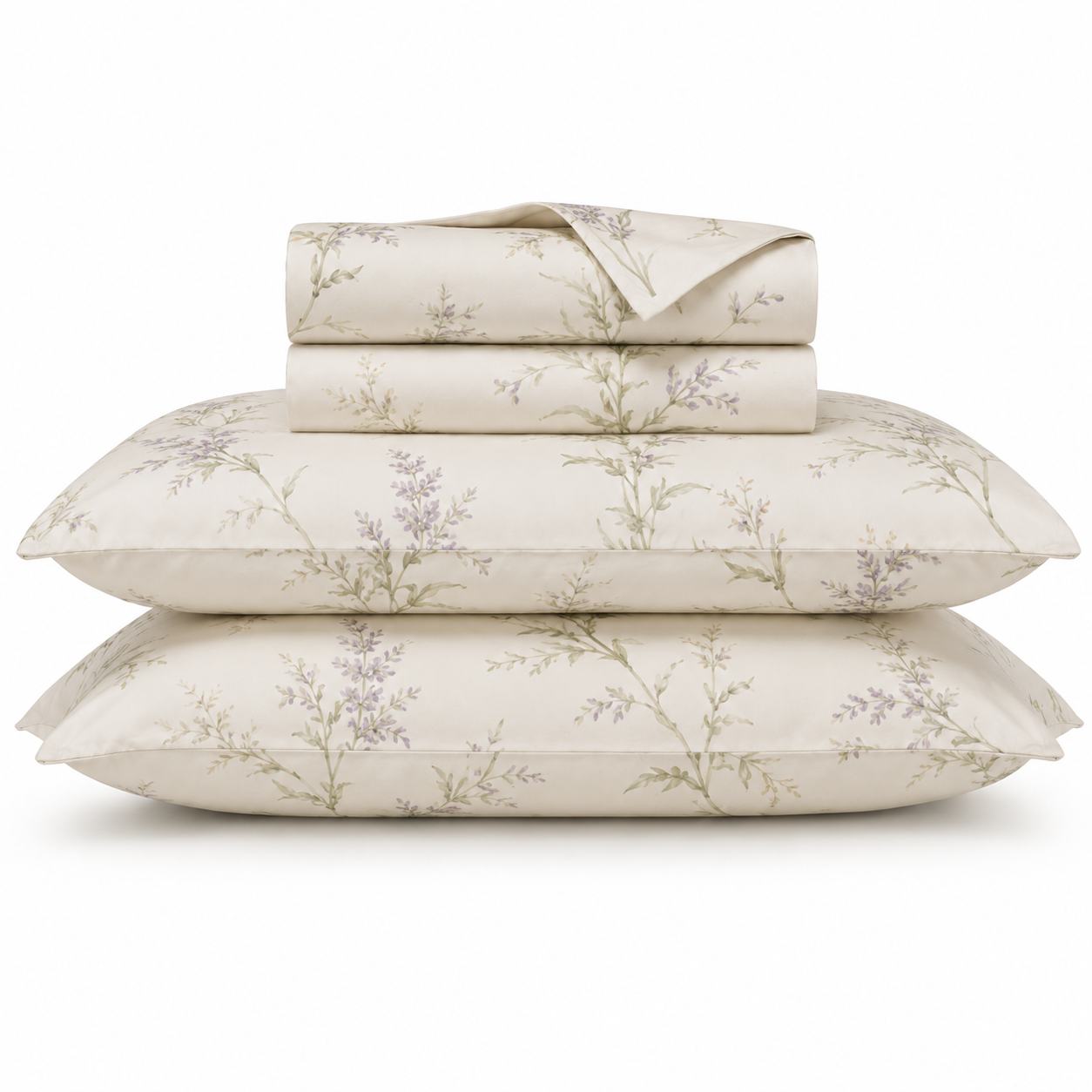 Lavinia Bettwäsche Lavendel-Aquarell – Creme ägyptische Baumwolle