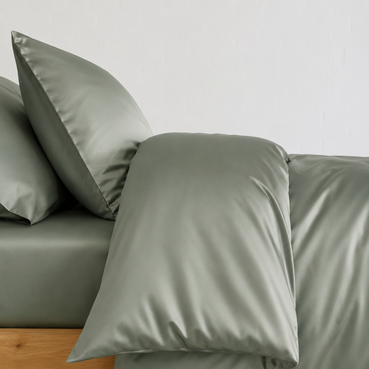 Grüne Satin Bettwäsche 200x200cm – Weiche Bettwäsche mit Kissenbezügen für maximalen Schlafkomfort und ein stilvolles Schlafzimmer