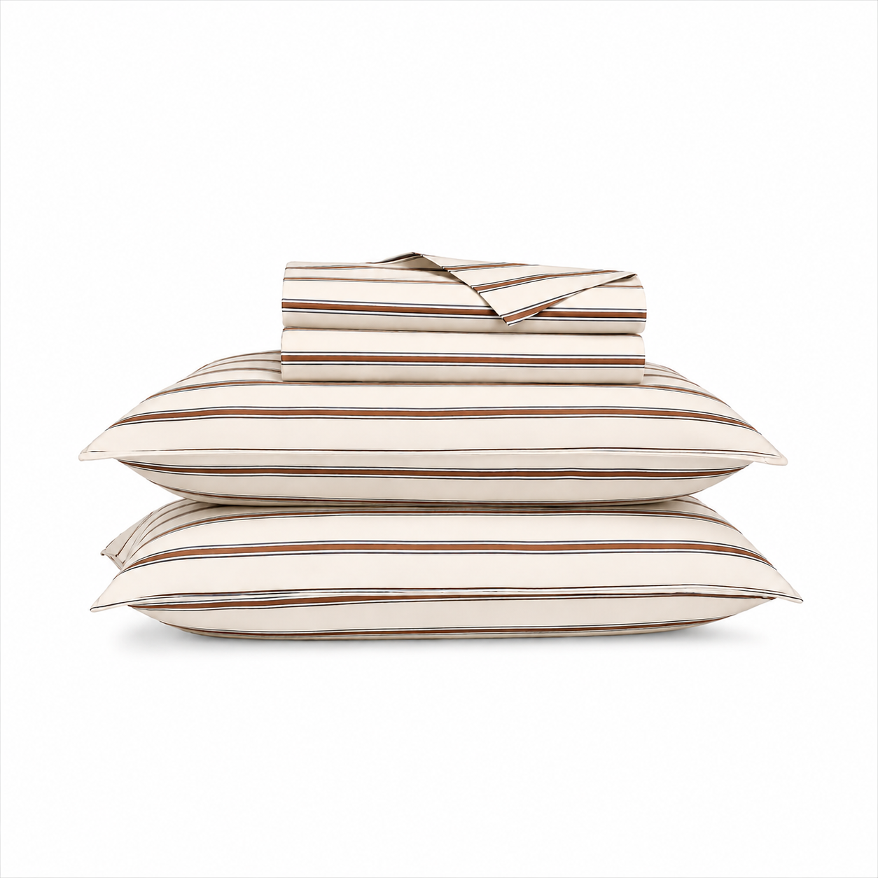 Skandinavische Bettwäsche Gestreift 200x200cm – Elegantes Beige mit Feinen Streifen