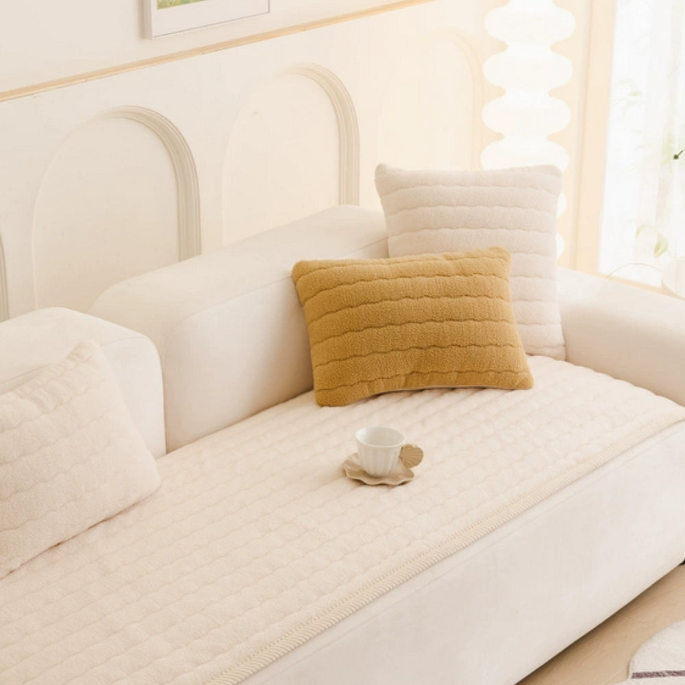 Chic Thick Plush Sofa Cover – Soft Cozy Non-Slip Couch Protector