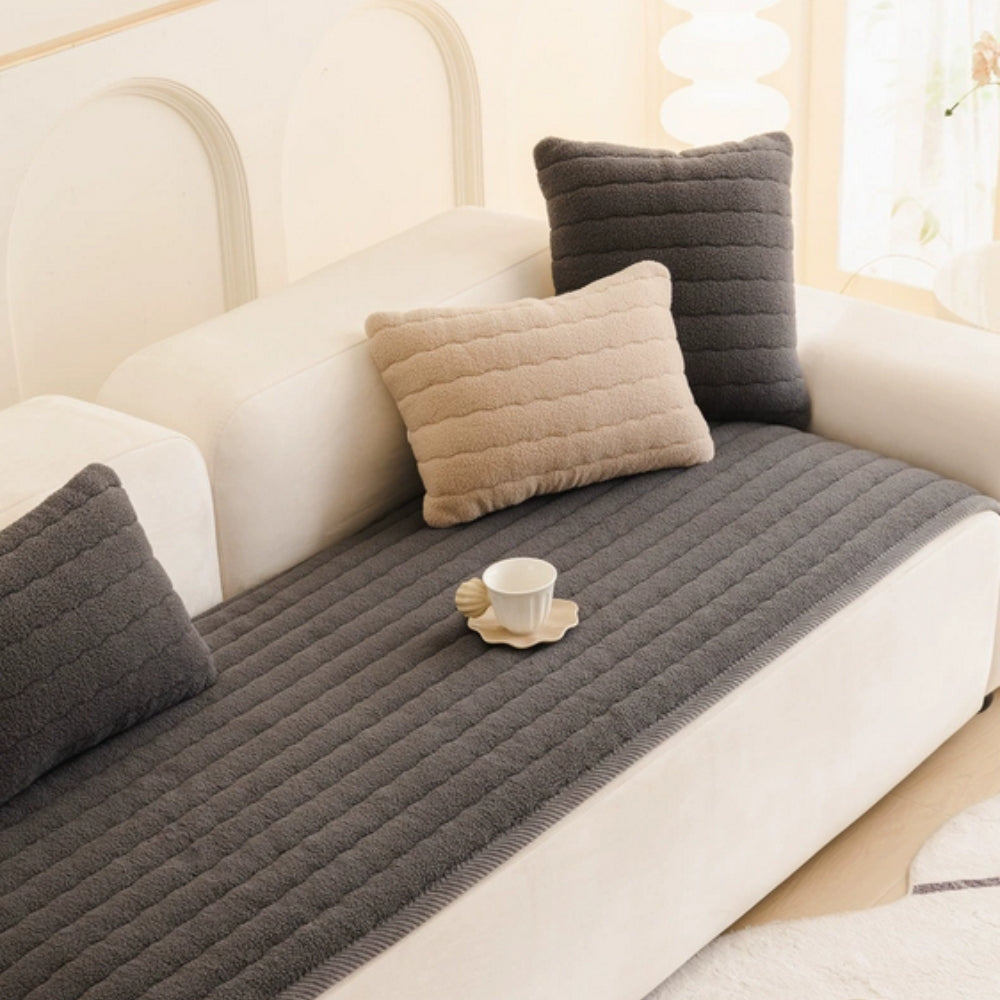 Chic Thick Plush Sofa Cover – Soft Cozy Non-Slip Couch Protector