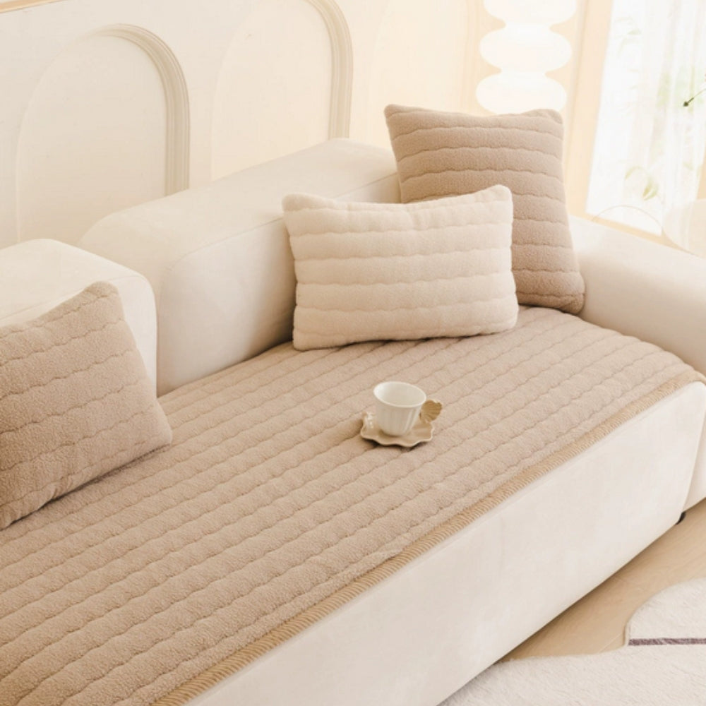 Chic Thick Plush Sofa Cover – Soft Cozy Non-Slip Couch Protector
