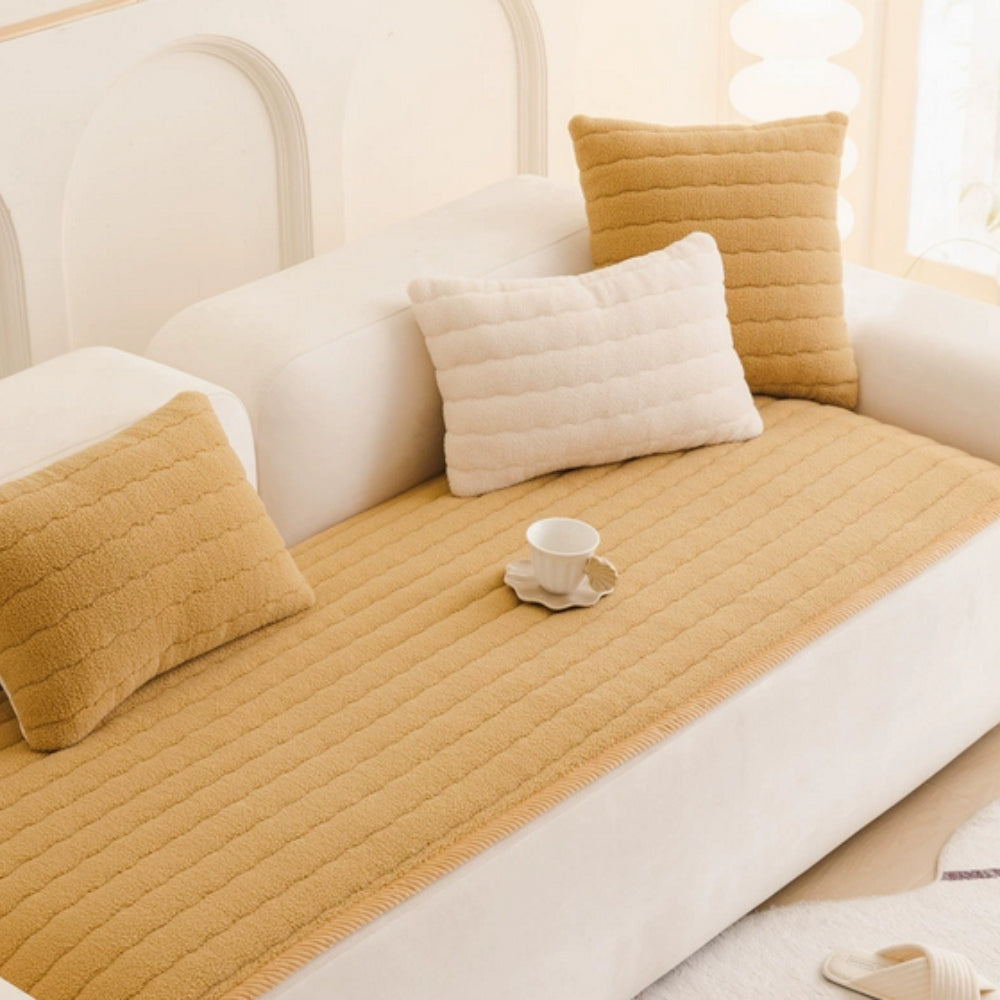 Chic Thick Plush Sofa Cover – Soft Cozy Non-Slip Couch Protector