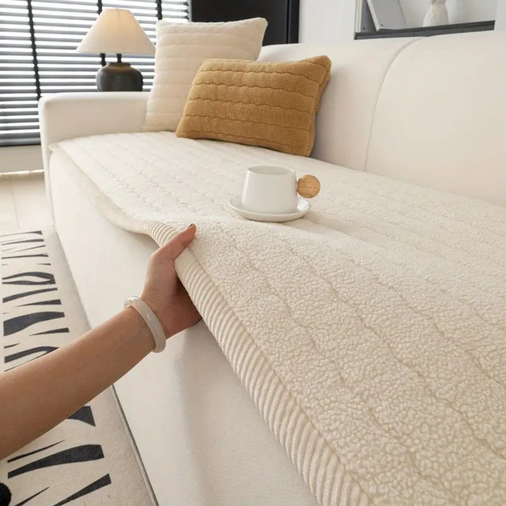 Chic Thick Plush Sofa Cover – Soft Cozy Non-Slip Couch Protector