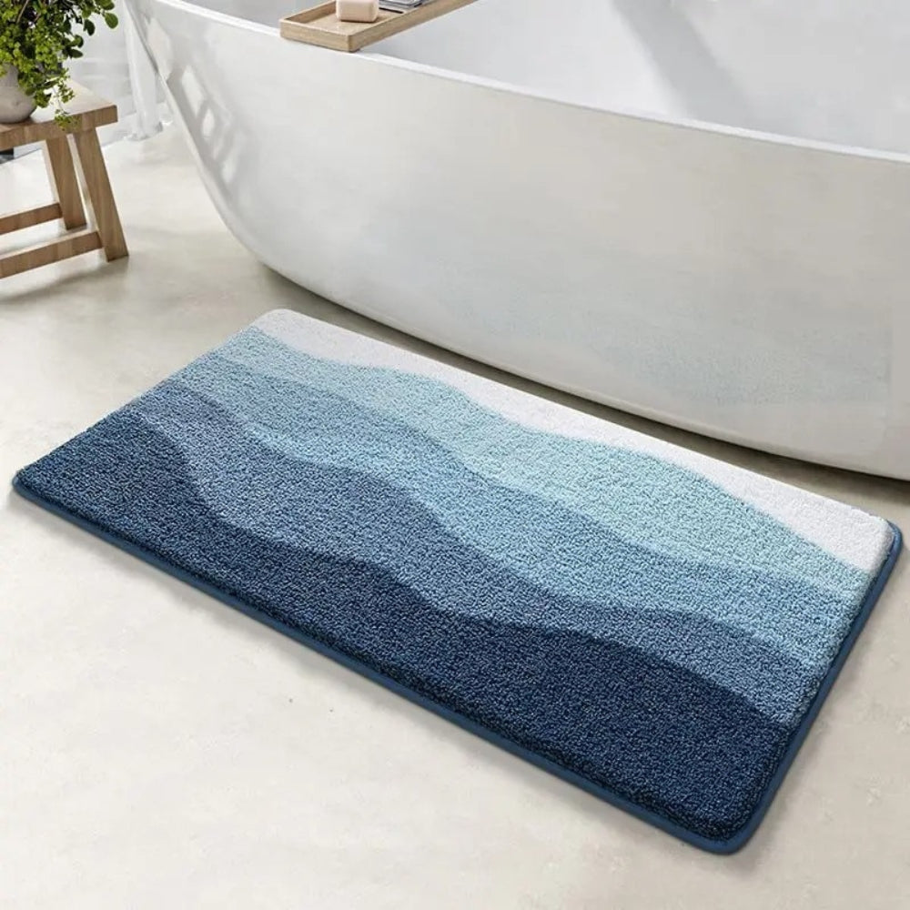 Coastal Wave Non-Slip Bath Mat – Soft Absorbent Quick-Dry Mat
