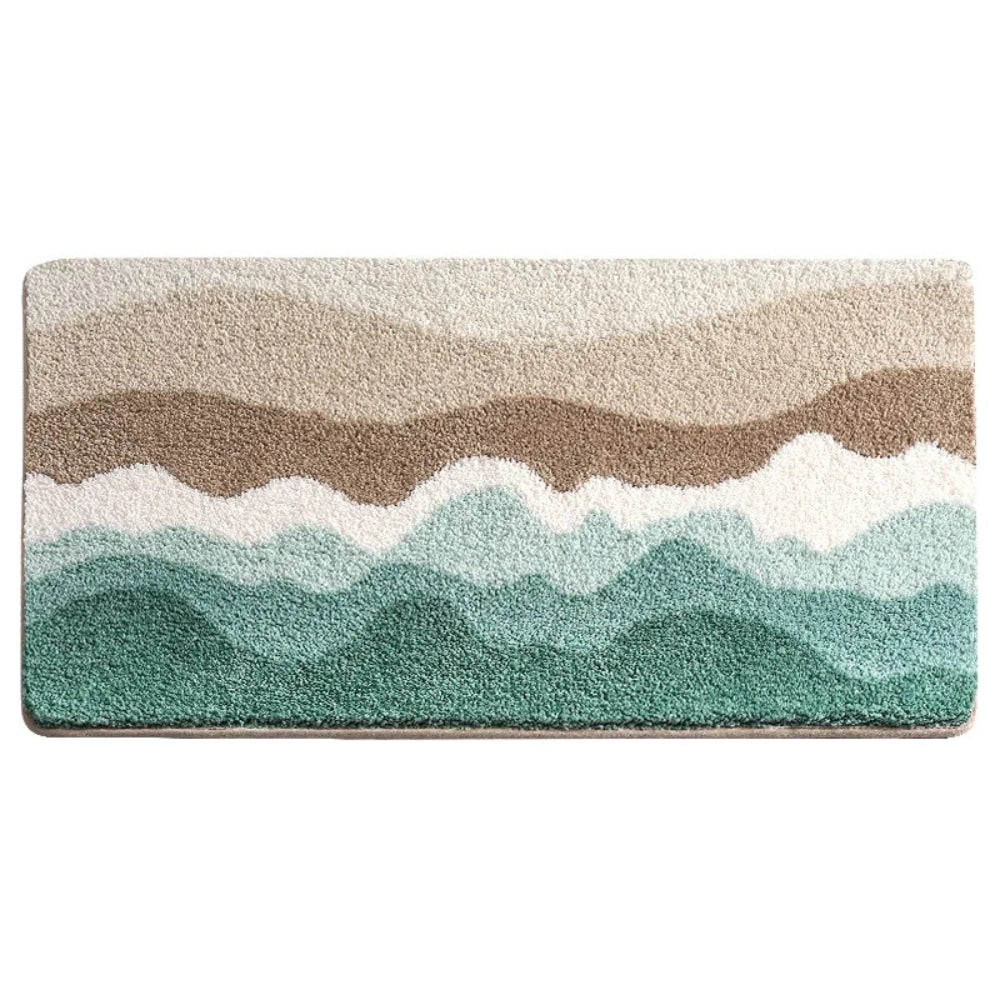 Coastal Wave Non-Slip Bath Mat – Soft Absorbent Quick-Dry Mat
