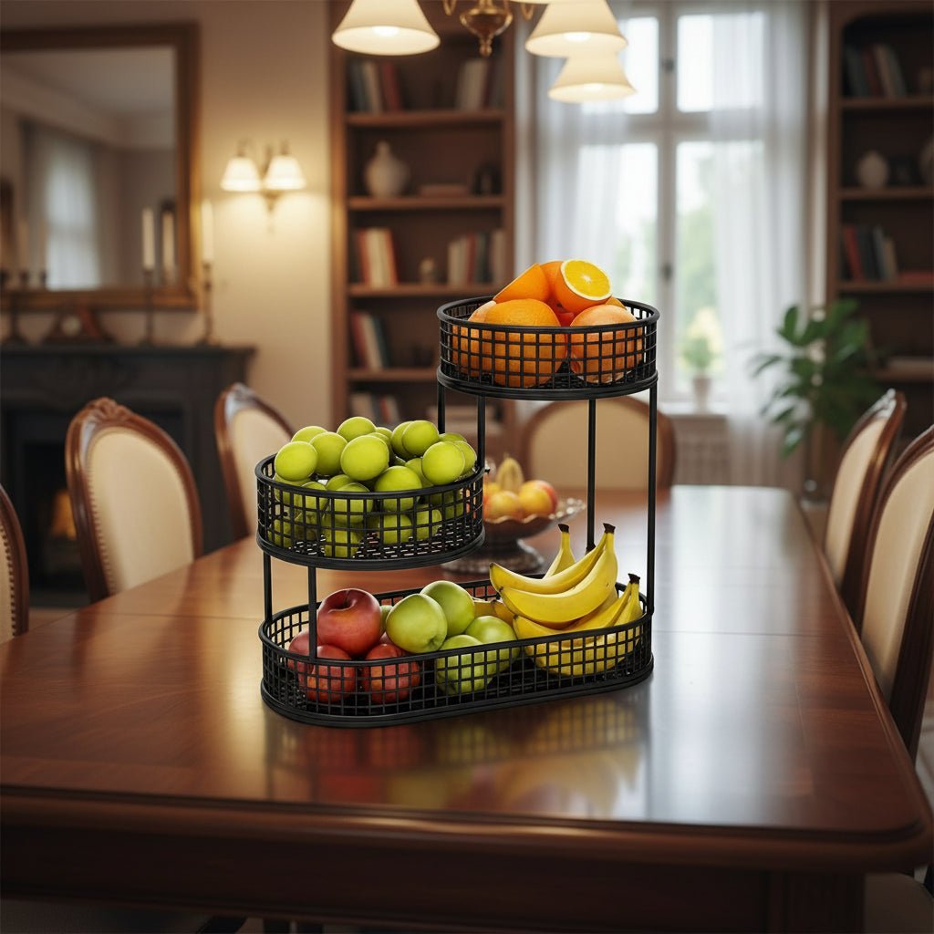 HOMEARC Multi-Tier Fruit & Snack Stand – Elegant Metal Counter Rack