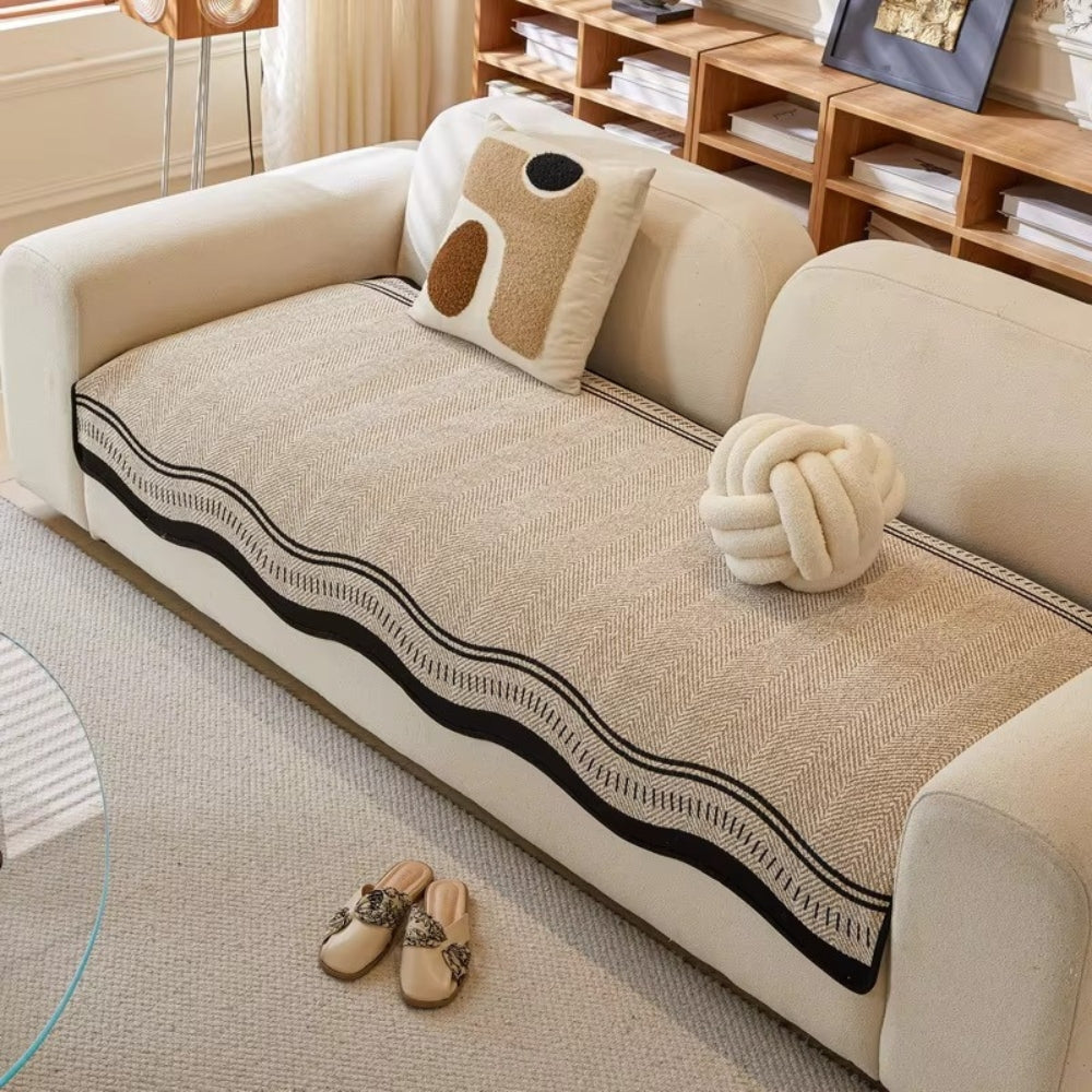 Modern Wave Anti-Slip Sofa Cover – Textured Couch Slipcover