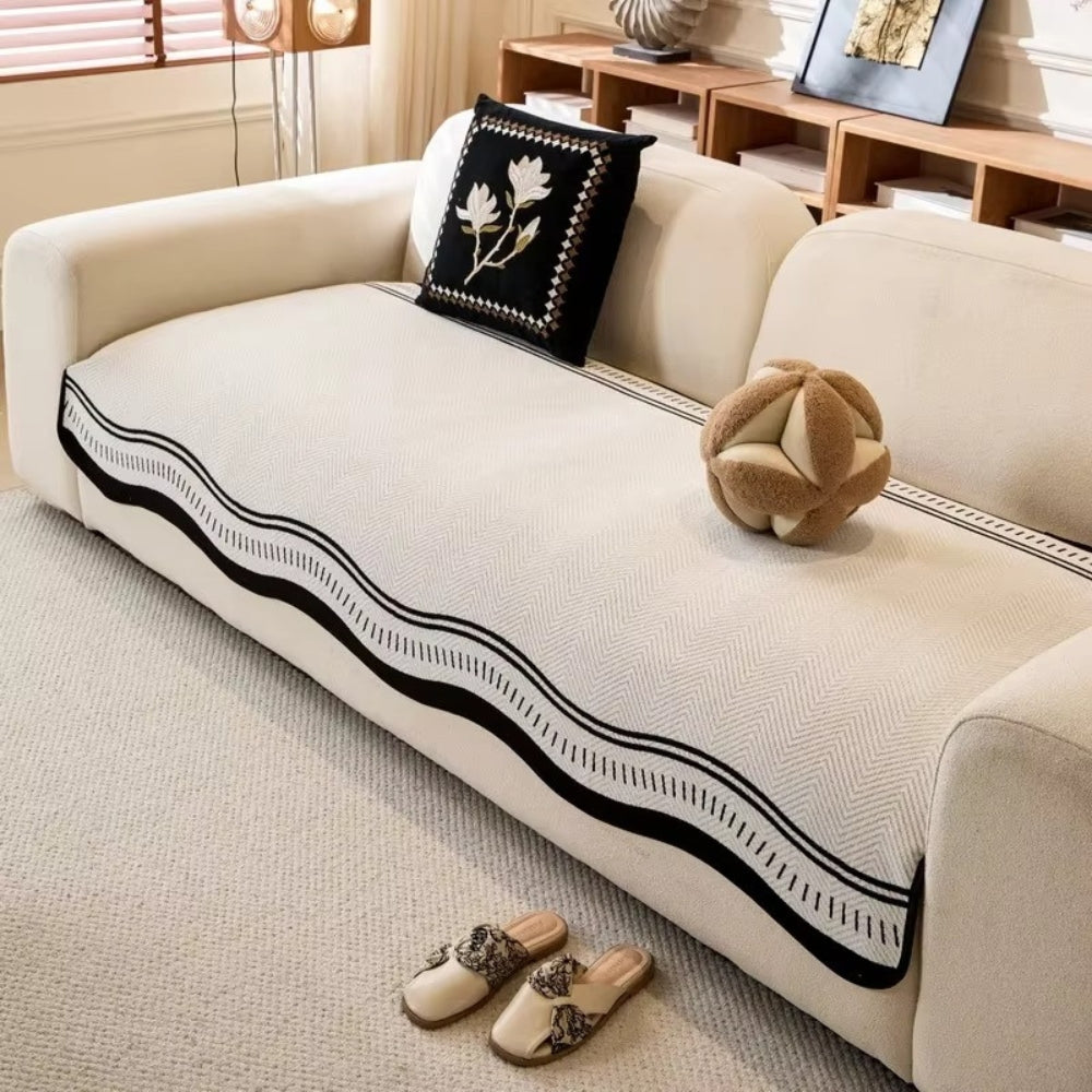 Modern Wave Anti-Slip Sofa Cover – Textured Couch Slipcover