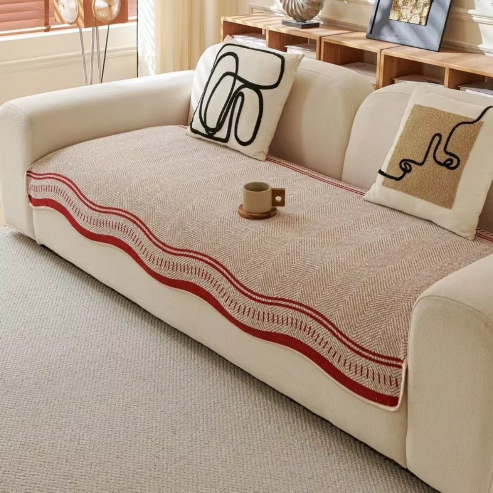 Modern Wave Anti-Slip Sofa Cover – Textured Couch Slipcover