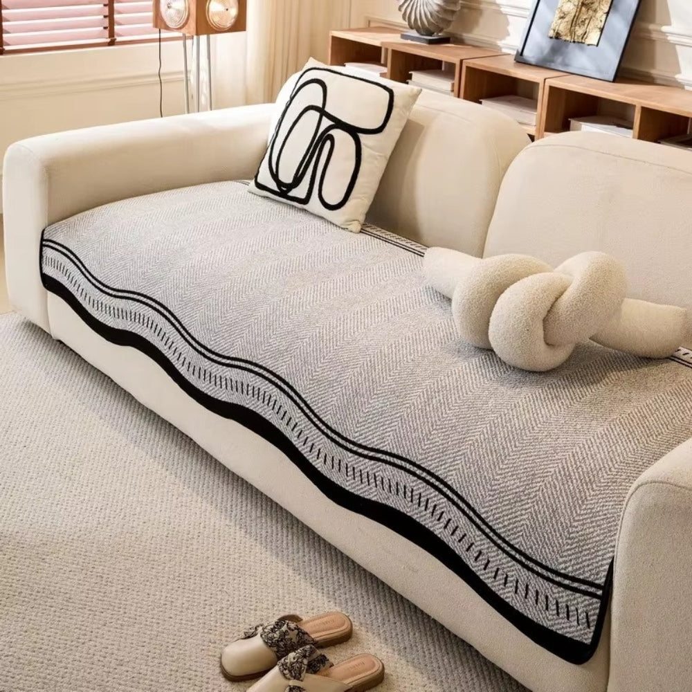 Modern Wave Anti-Slip Sofa Cover – Textured Couch Slipcover