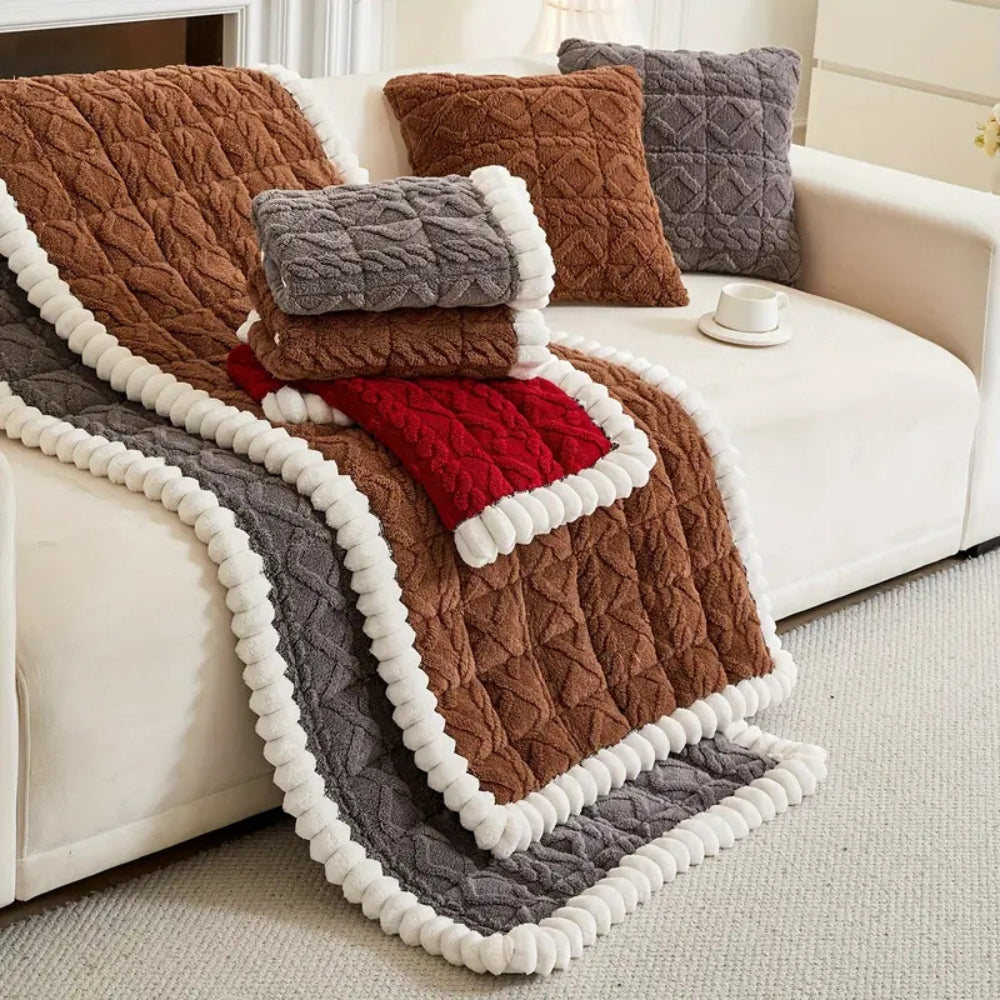 Snuggle Sherpa Sofa Cover – Ultra-Soft Plush Non-Slip Couch Protector