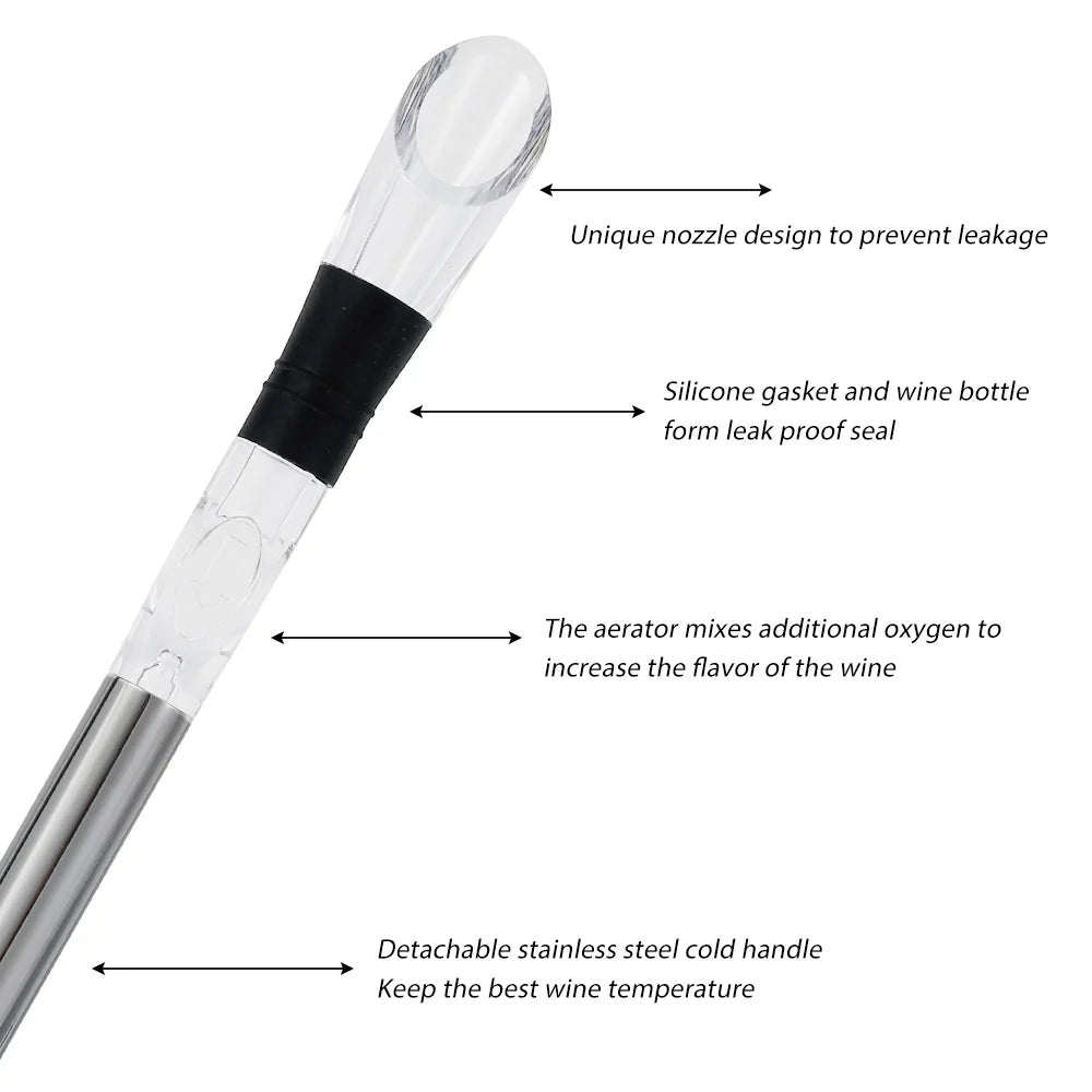 CHILLCORE 3-in-1 Wine Chiller Stick – Cooling Rod with Aerator & Pourer
