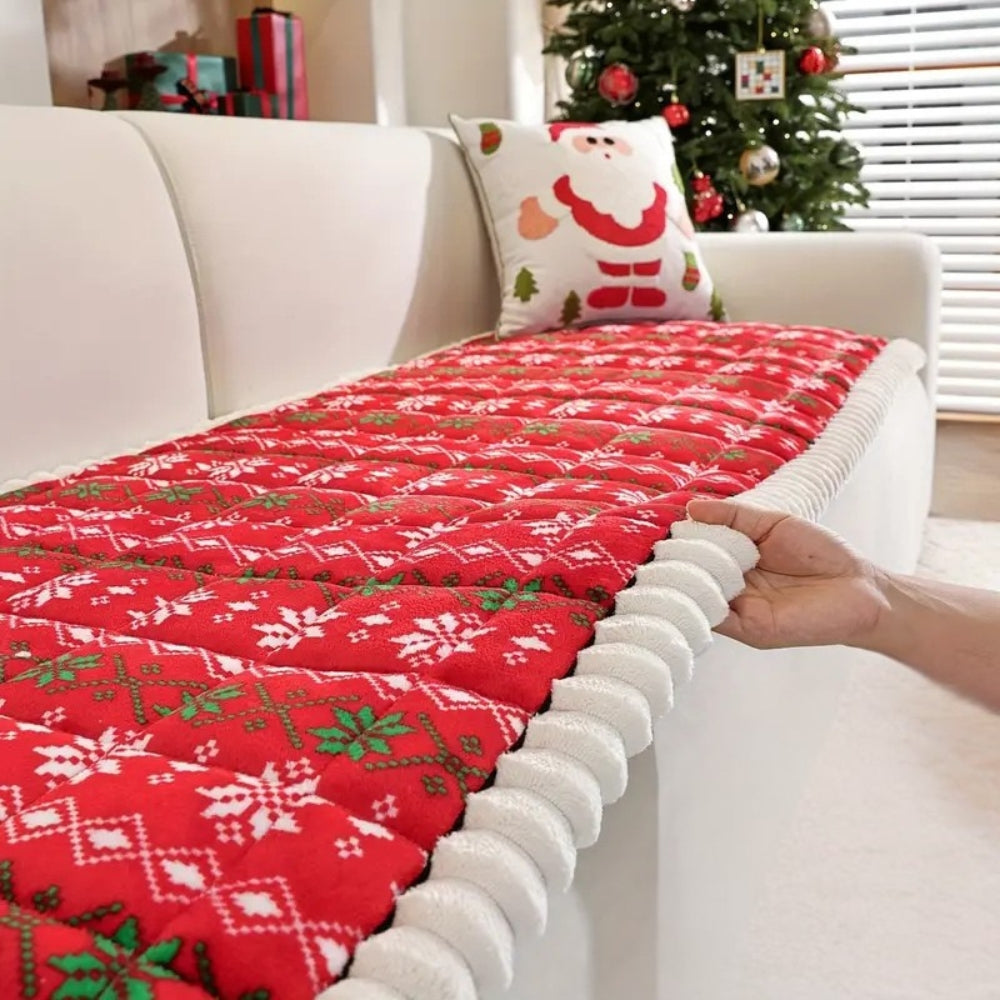 Festive Holiday Sofa Cover – Cozy Winter Christmas Couch Slipcover