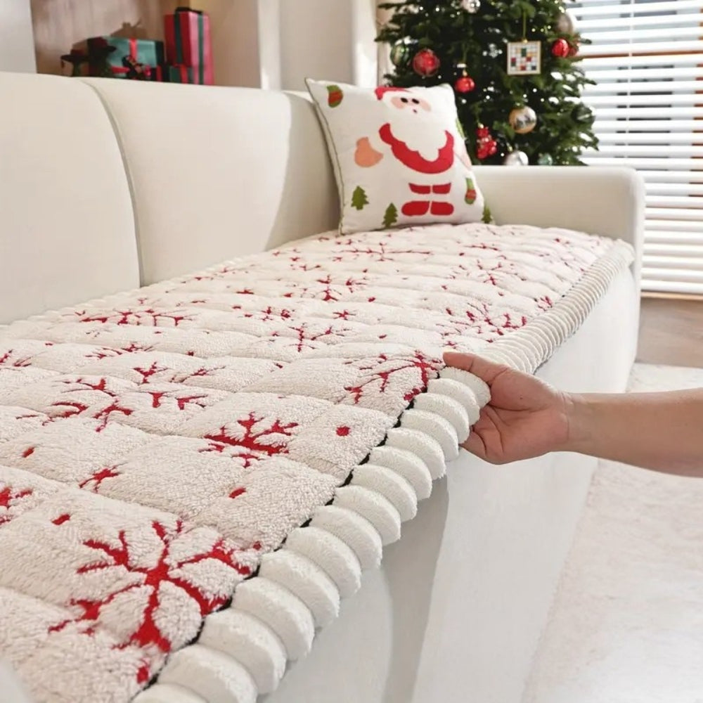 Festive Holiday Sofa Cover – Cozy Winter Christmas Couch Slipcover